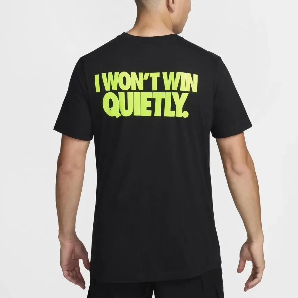 Nike NSW I Won't Win Quietly T-Shirt Men's S Black Training Tee Soft Cotton